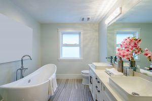 modern bathroom with neutral tones