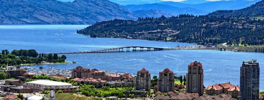 view of Kelowna and the bridge connecting West Kelowna to Kelowna