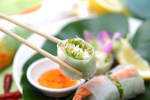 salad rolls on a plate 