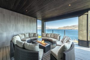 Okanagan waterfront property with great outdoor seating area