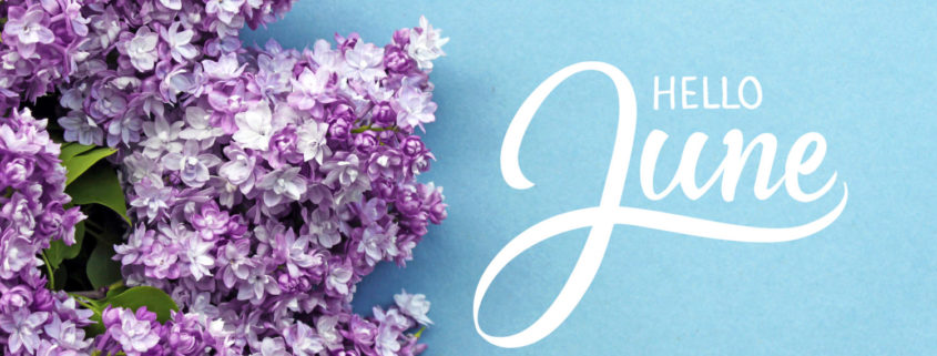 floral background with hello June wording