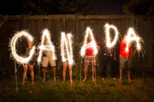 fireworks spelling out Canada