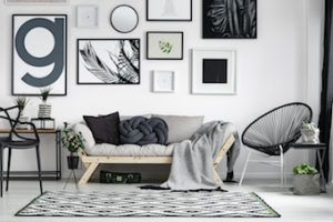 bold and moody living room with dark accent furniture