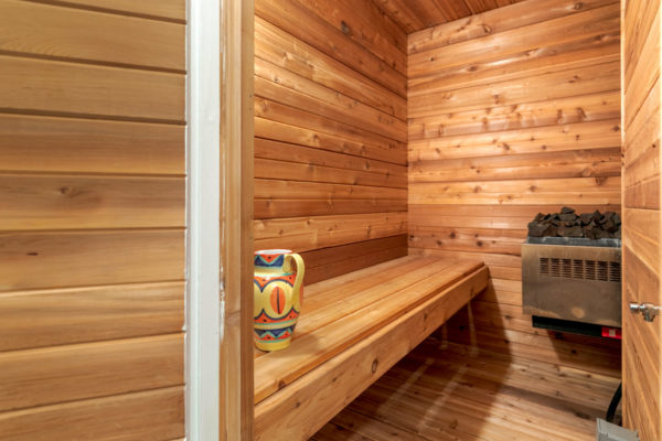 sauna in bathroom Glenmore home Kelowna
